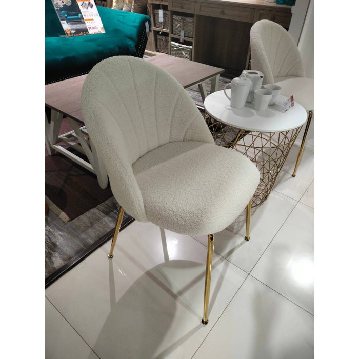 Tesla-B Dining Chair-Gold Steel/Cream/White