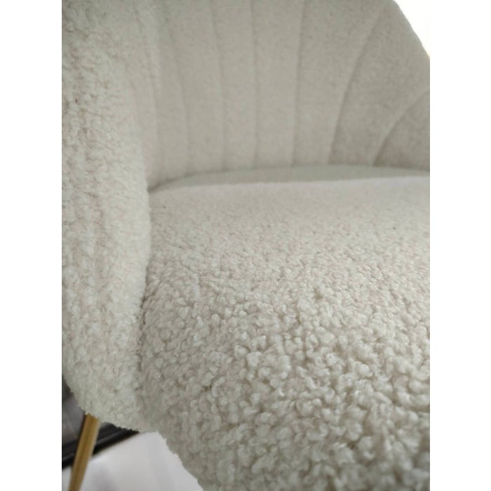 Tesla-B Dining Chair-Gold Steel/Cream/White