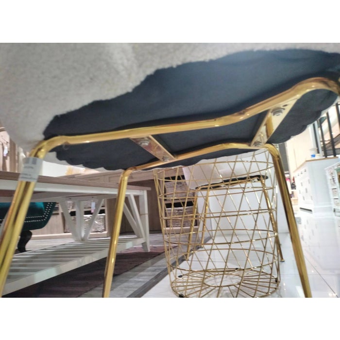 Tesla-B Dining Chair-Gold Steel/Cream/White