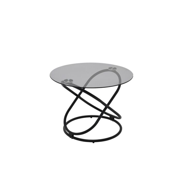 Lefa Side Table - Black Steel - Dark Gray Glass
