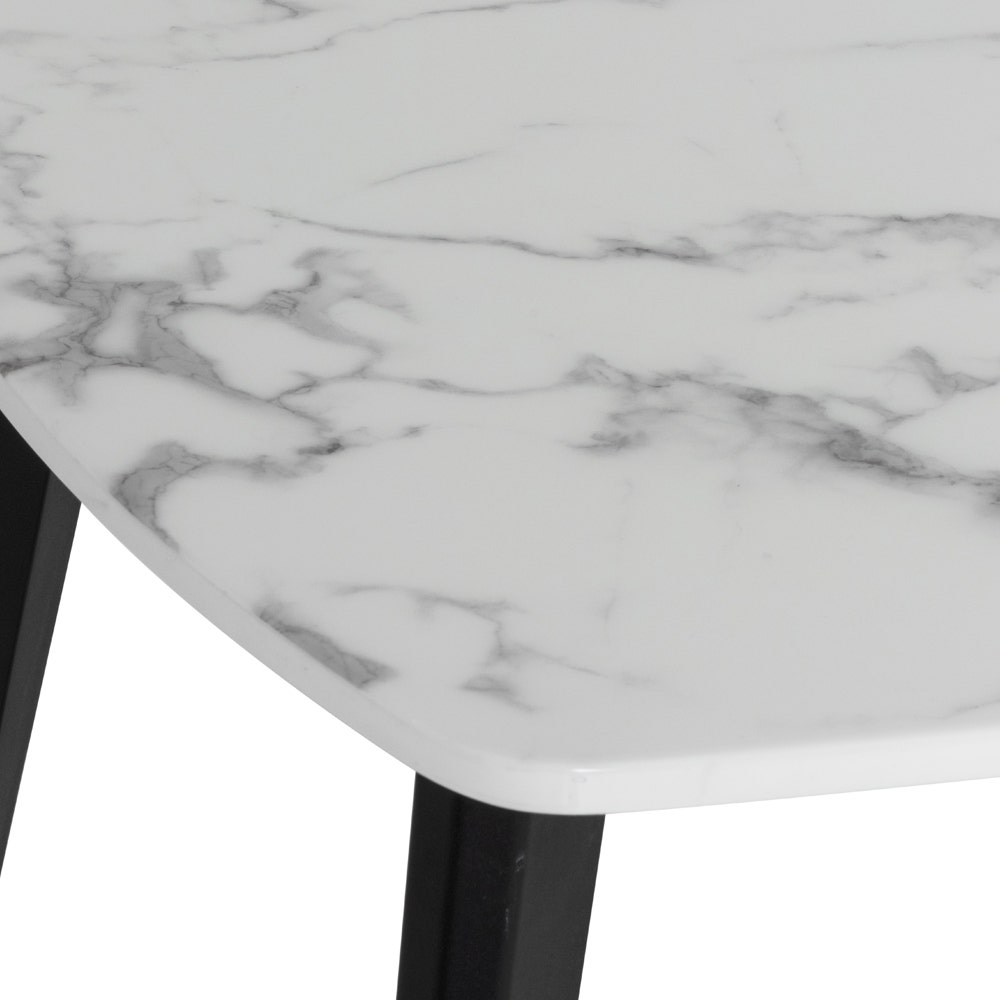 Bena-A140 Dining Table-Black Steel/White Stone