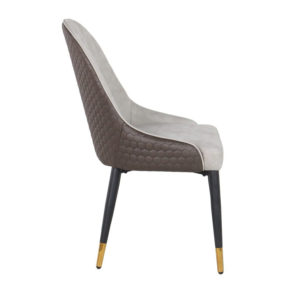 Yinla Dining Chair-Black Steel/Brown Grey Fabric