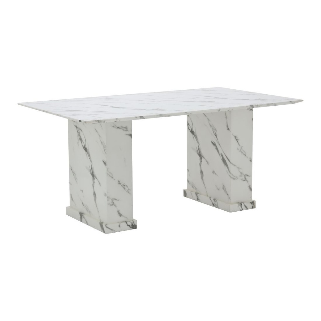 Basha Dining Table 160cm White Stone Pattern