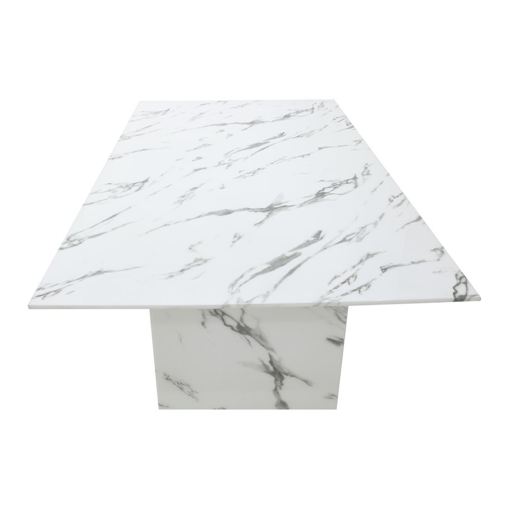 Basha Dining Table 160cm White Stone Pattern