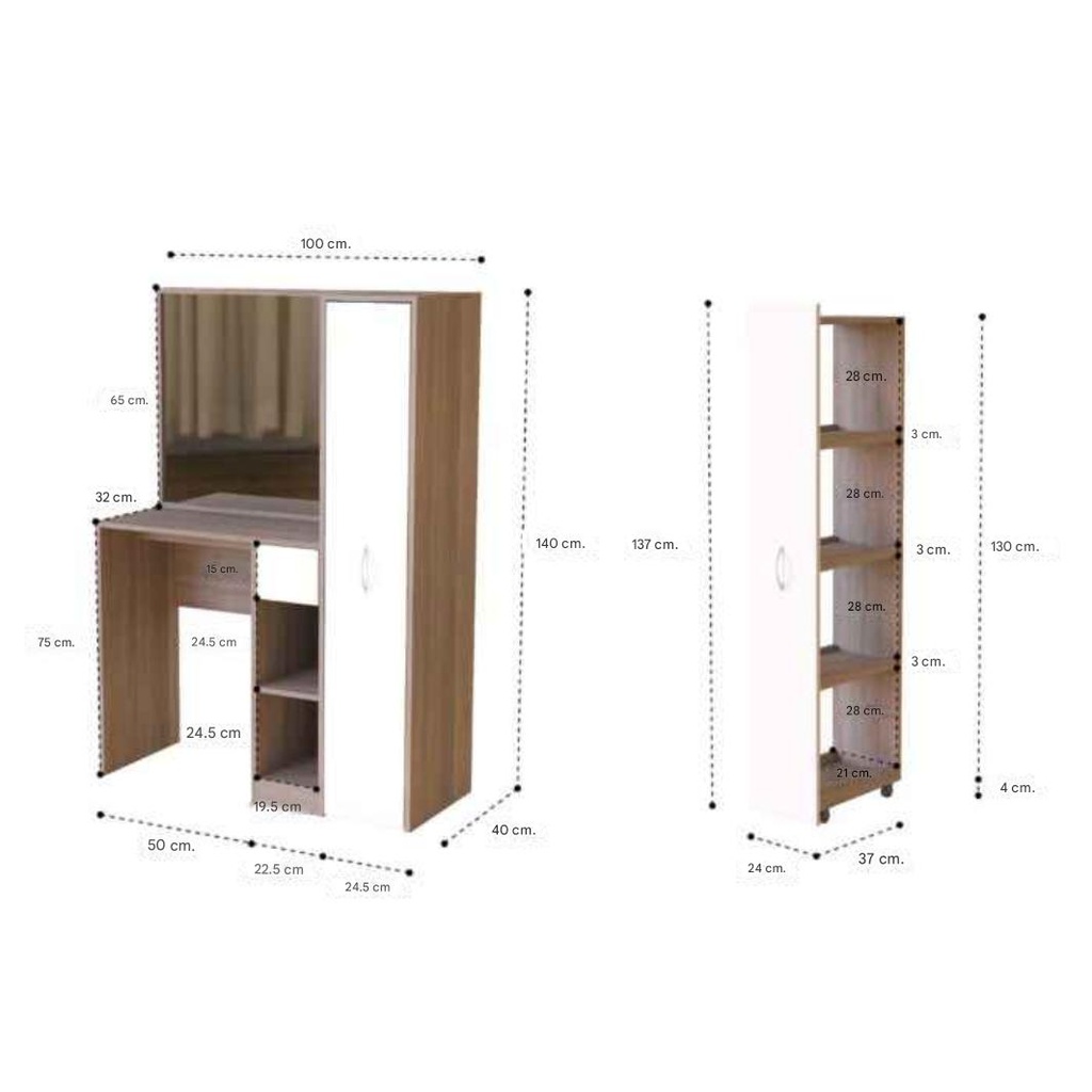 Philana Dressing Table DT100/Solid Oak/White