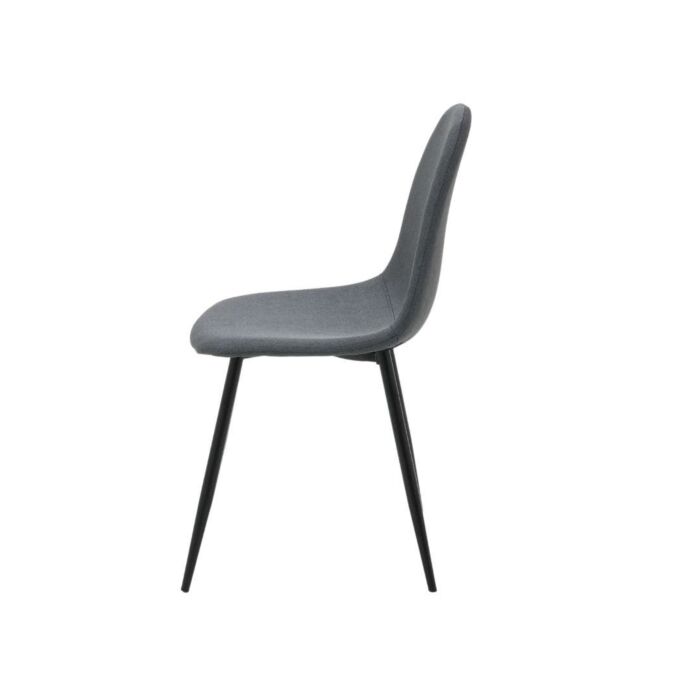 Jobeth Dining Chair/Black Steel/Grey-Blue Fabric
