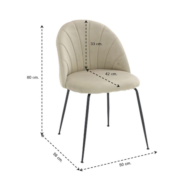 Tenya Dining Chair/Black Steel/Brown Cream Velvet