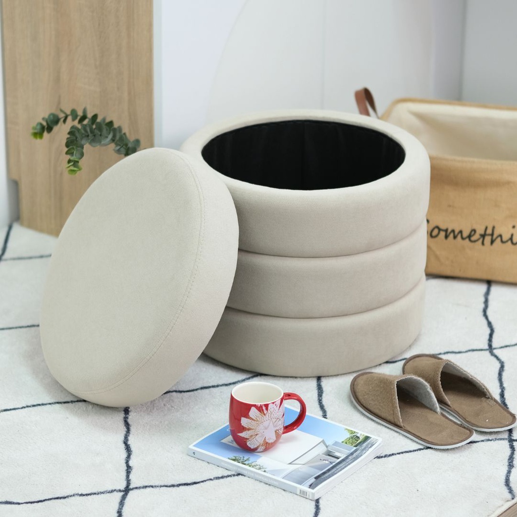 Round Storage Stool/Dinie/Cream