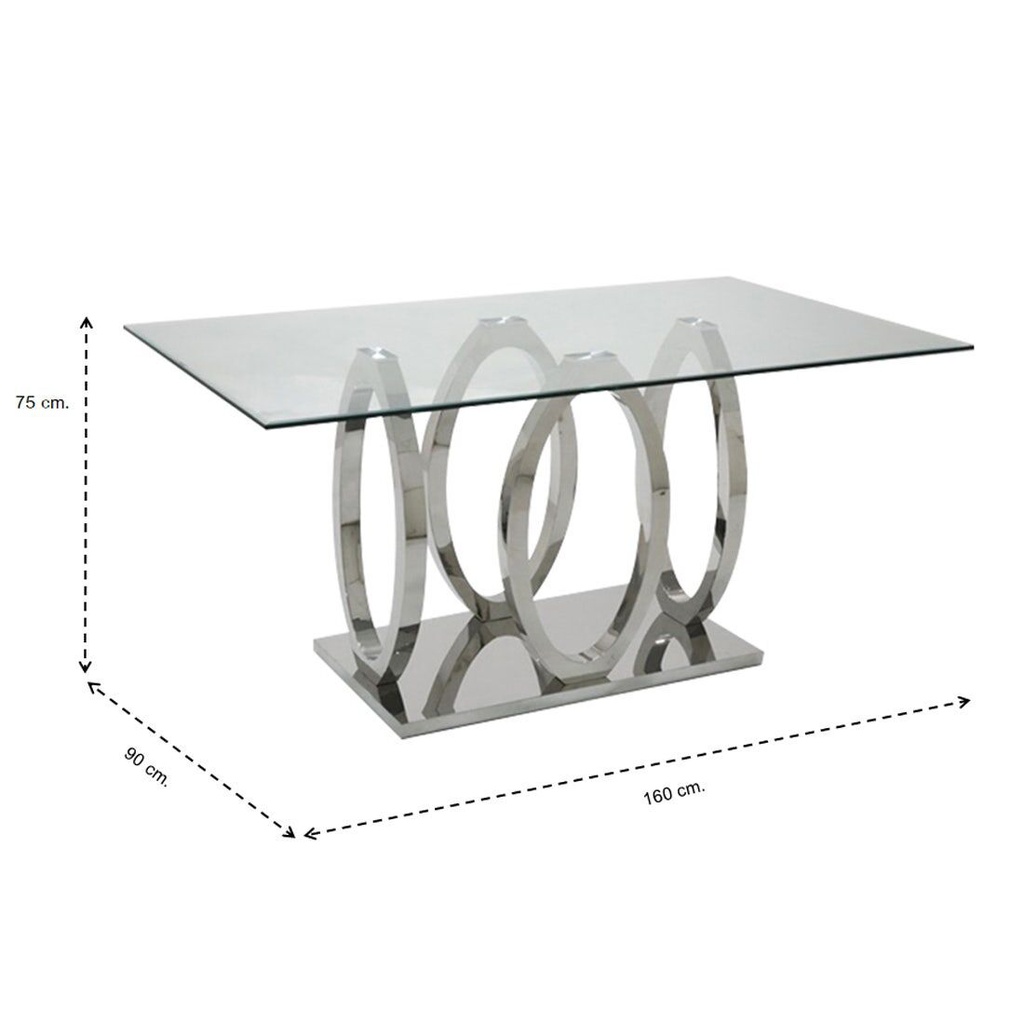 Lalonte Dining table A160/Stainless/Clear Glass