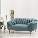 Rosee Sofa 2Seater-Wood Plastic Leg/Light Blue Fabric