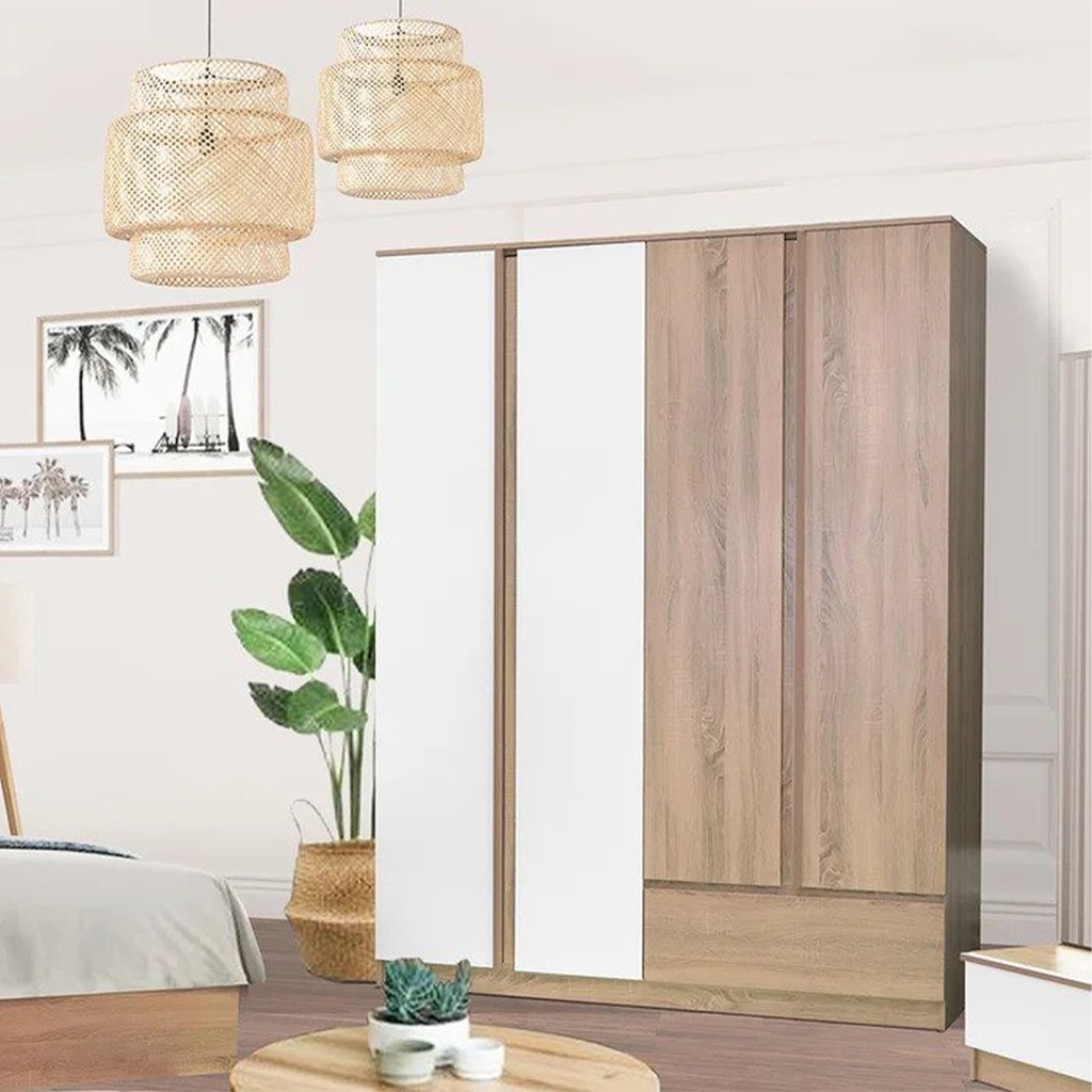 Sacha Wardrobe WO160 - Solid Oak/White