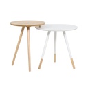 Aino End Table - White/Natural Rubber Wood