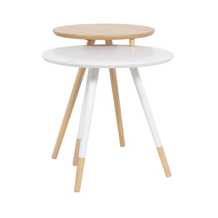 Aino End Table - White/Natural Rubber Wood