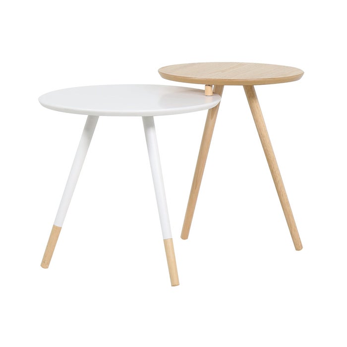 Aino End Table - White/Natural Rubber Wood