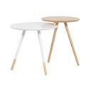 Aino End Table - White/Natural Rubber Wood