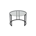Brinley Coffee Table-Steel Black Leg/Clear Glass Top