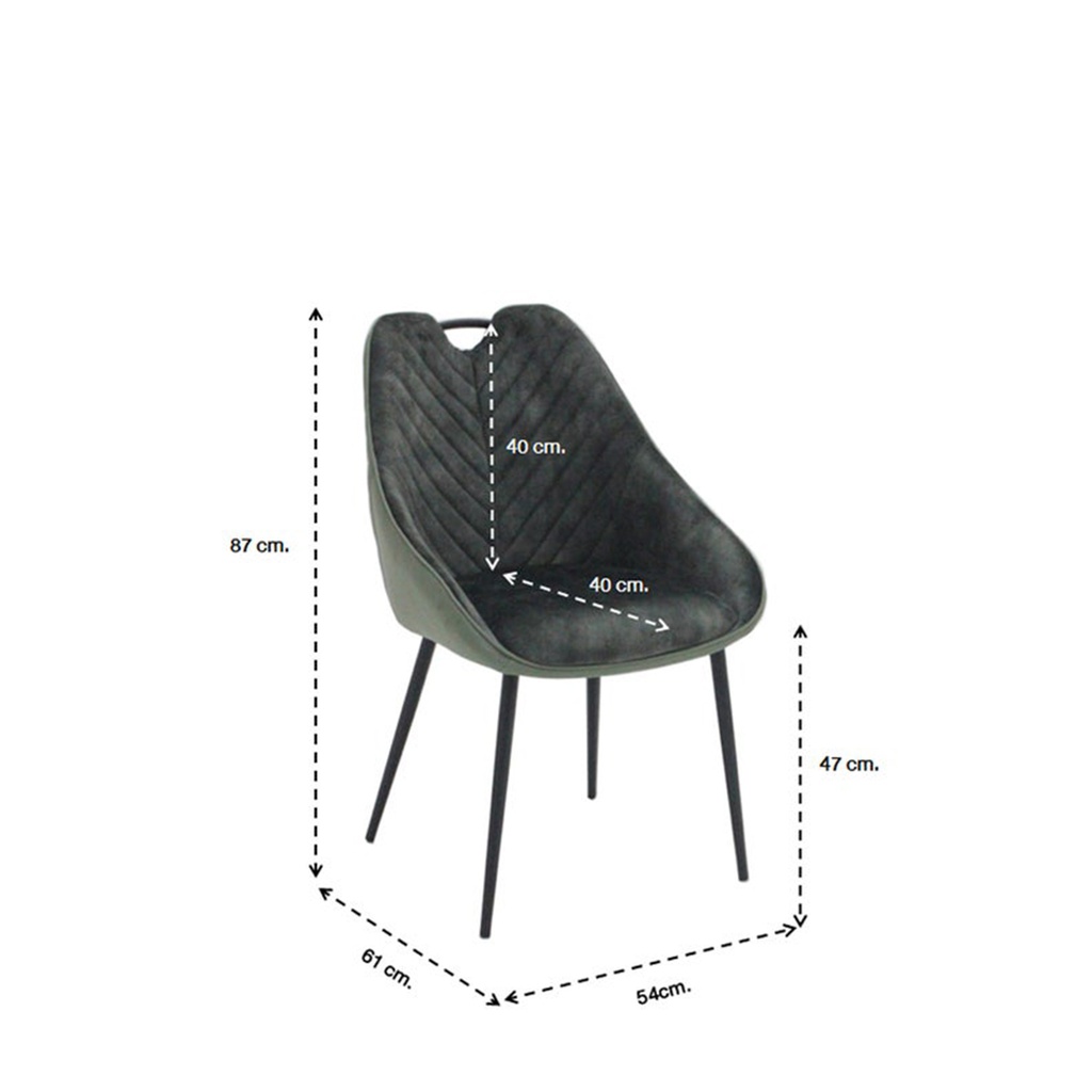 Yoope#2 Dining Chair-Black/Green Velvet
