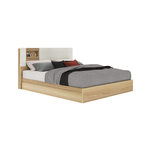[19208258] Nikko Bed 6ft - Lindberg Oak /White Linen