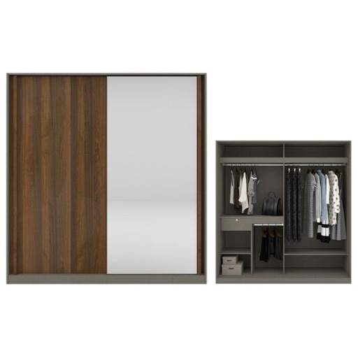 [19222865] Blox Wardrobe - WSE200-60-210 - OP-AM - CL - DE04 - LGT - Mirror