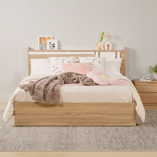 [19250433] Go/Hoshino Bed 5ft- Solid Oak/White