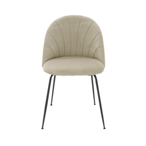 [19221321] Tenya Dining Chair/Black Steel/Brown Cream Velvet