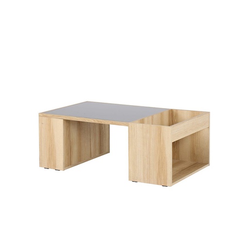 [19147003] Montina Coffee Table - Smoked Glass - Lindberg Oak