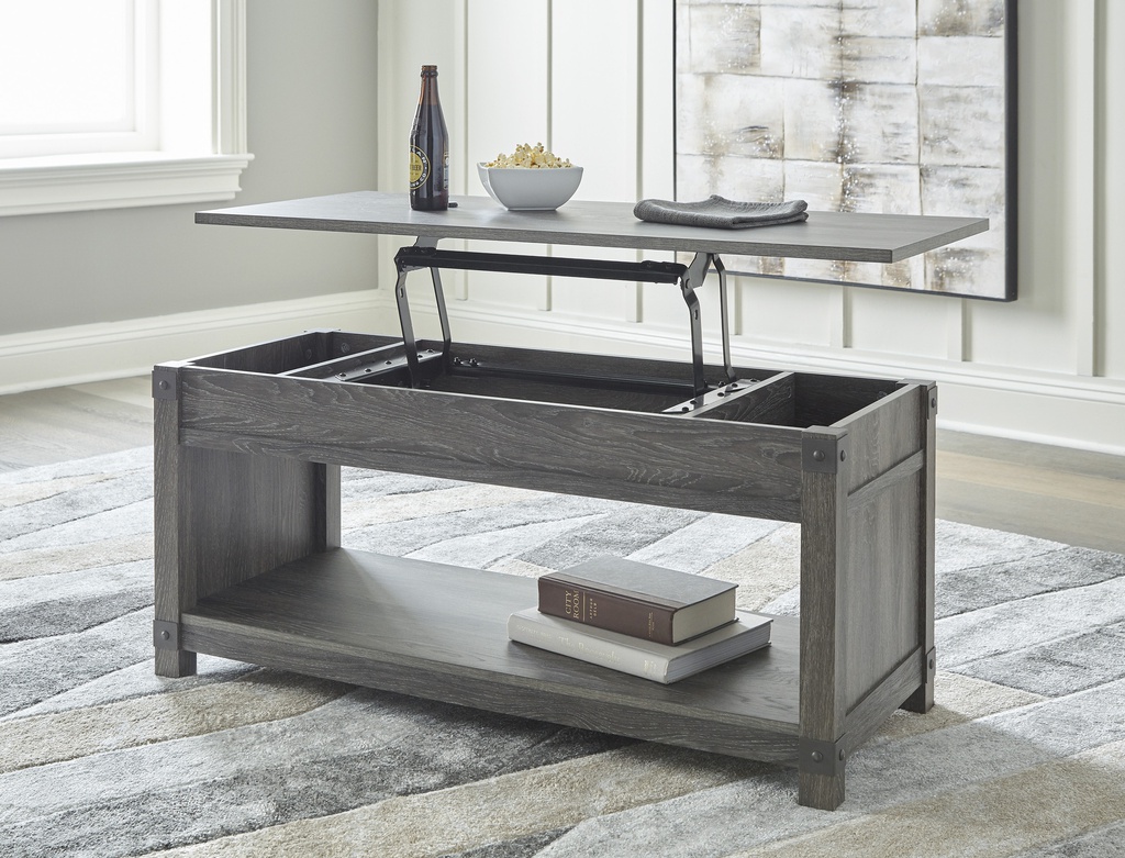 Ashley Freedan Rect Lift Top Cocktail Table - Grayish Brown