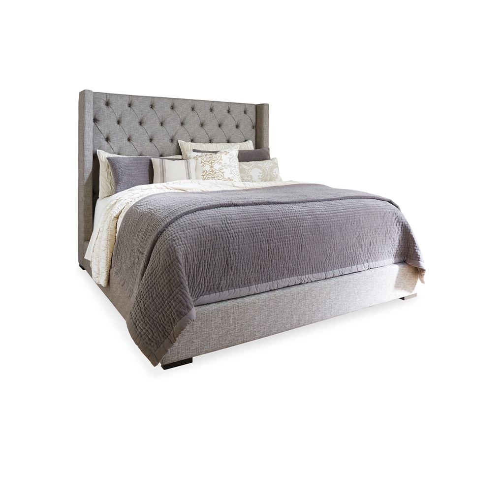 Ashley Sorinella Bed 5' - Grey Fabric w/o slats w/o foundation