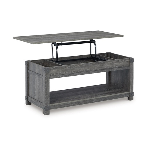 [T175-9] Ashley Freedan Rect Lift Top Cocktail Table - Grayish Brown