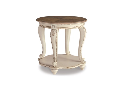 [T743-6] Ashley Realyn Round End Table - White/Brown